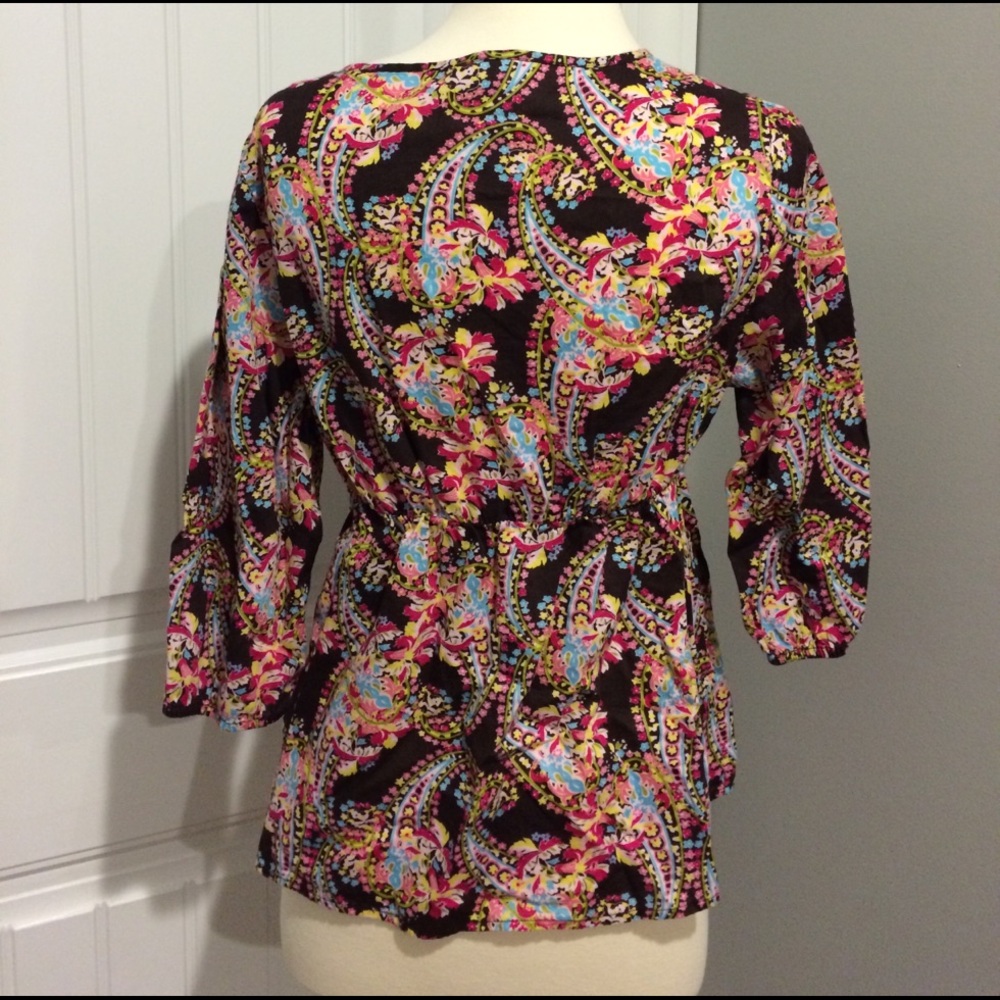 Patterned V-neck Old Navy Blouse M 100% cotton - Picture 3 of 5